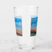 優雅な白熱［赤熱］光を放つ夕日の丘 タンブラーグラス (左)