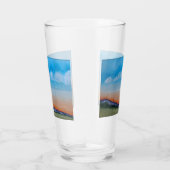 優雅な白熱［赤熱］光を放つ夕日の丘 タンブラーグラス (右)