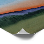 優雅な白熱［赤熱］光を放つ夕日の丘 ポスター (角)