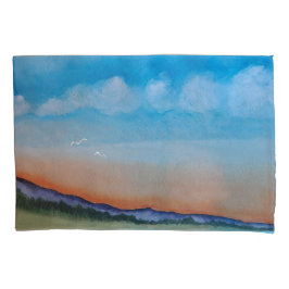 優雅な白熱［赤熱］光を放つ夕日の丘 枕カバー