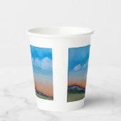 優雅な白熱［赤熱］光を放つ夕日の丘 紙コップ (左)