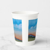 優雅な白熱［赤熱］光を放つ夕日の丘 紙コップ (右)