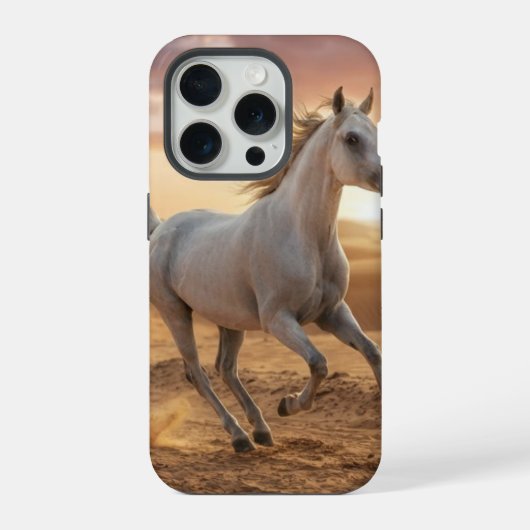 優雅な白馬が走るスマホケース iPhoneケース (裏面)