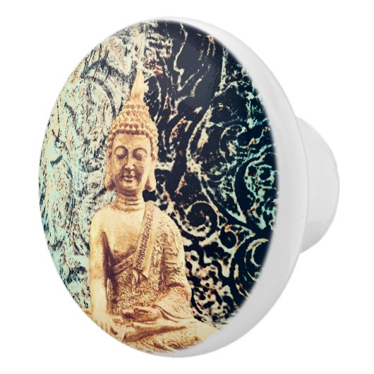 優雅な禅の悟り 地に坐する仏陀 セラミックノブ (右)