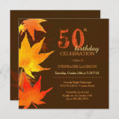 優雅な秋のかえでの第50誕生会 招待状 (正面/裏面)