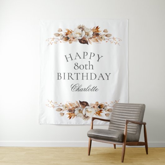 優雅な秋の花の80歳の誕生日パーティー タペストリー (インサイチュ)
