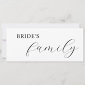 優雅な筆記体の予約席札 招待状 (裏面)