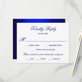 優雅な筆記体の青い食事の選択肢 出欠カード