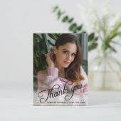 優雅な筆記体写真 卒業お礼 ポストカード (スタンド正面)