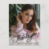 優雅な筆記体写真 卒業お礼 ポストカード (正面)