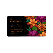 優雅な筆記体 カラフルな花の差出人住所ラベル ラベル (正面)