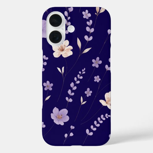 優雅な紫とベージュの花柄 Case-Mate iPhoneケース (裏面)