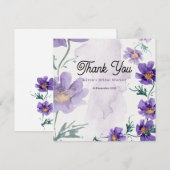 優雅な紫の花の感謝カード サンキューカード (正面/裏面)