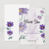 優雅な紫の花の感謝カード サンキューカード (正面/裏面)