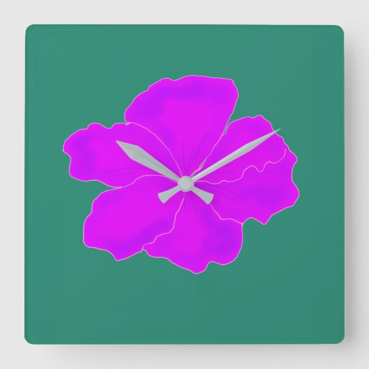 優雅な紫 スクエア壁時計 (正面)