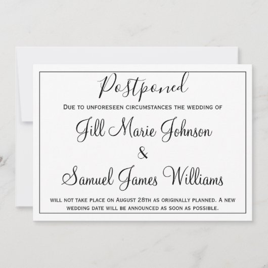 優雅な結婚式が延期される 招待状 (正面)