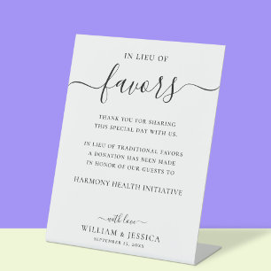 優雅な結婚式の寄付に代わって 台座サイン