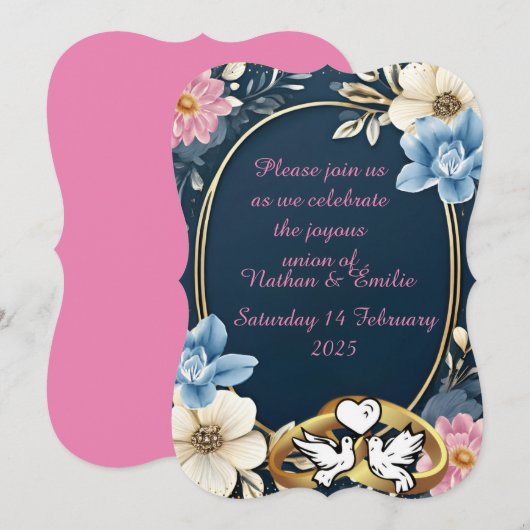 優雅な結婚式の招待状 招待状 (正面/裏面)