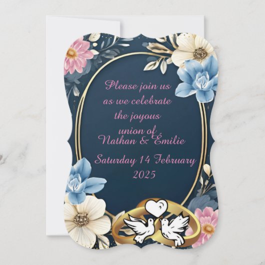 優雅な結婚式の招待状 招待状 (正面)