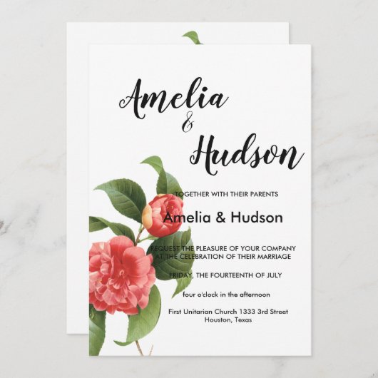 優雅な結婚式の招待状 招待状 (正面/裏面)