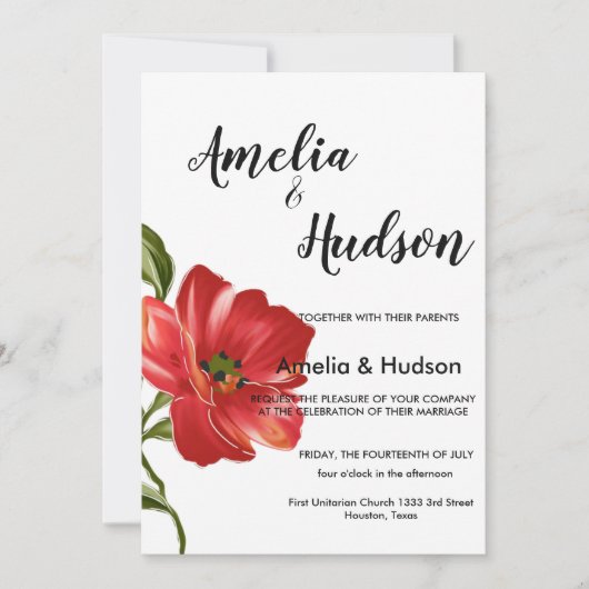 優雅な結婚式の招待状 招待状 (正面)