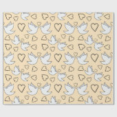 優雅な結婚式の鳩とハートのシームレス ラッピングペーパー (フラット)