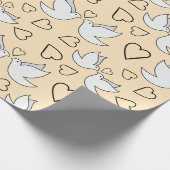 優雅な結婚式の鳩とハートのシームレス ラッピングペーパー (角)