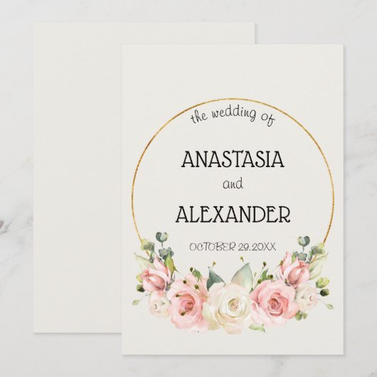 優雅な結婚式 招待状 (正面/裏面)