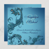 優雅な結婚記念日婚約 招待状 (正面/裏面)