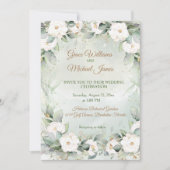 優雅な緑の結婚式 招待状 (正面)