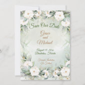 優雅な緑結婚のフラットな日付カードを保存 セーブザデート (正面)