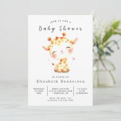 優雅な編集可能キリン赤ちゃんシャワー 招待状 (スタンド正面)