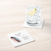 優雅な羽のエレガンスミニマリズムのウィスパー スクエアペーパーコースター (インサイチュ)