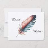 優雅な羽のエレガンスミニマリズムのウィスパー 出欠カード (裏面)