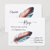 優雅な羽のエレガンスミニマリズムのウィスパー 出欠カード (正面/裏面)