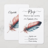 優雅な羽のエレガンスミニマリズムのウィスパー 出欠カード (正面/裏面)