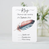 優雅な羽のエレガンスミニマリズムのウィスパー 出欠カード (スタンド正面)