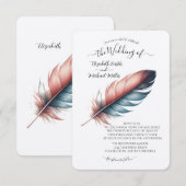 優雅な羽のエレガンスミニマリズムのウィスパー 招待状 (正面/裏面)