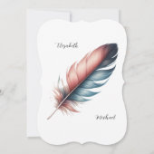 優雅な羽のエレガンスミニマリズムのウィスパー 招待状 (裏面)