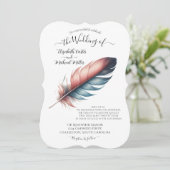 優雅な羽のエレガンスミニマリズムのウィスパー 招待状 (スタンド正面)