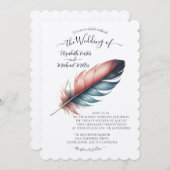 優雅な羽のエレガンスミニマリズムのウィスパー 招待状 (正面/裏面)