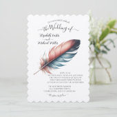 優雅な羽のエレガンスミニマリズムのウィスパー 招待状 (スタンド正面)
