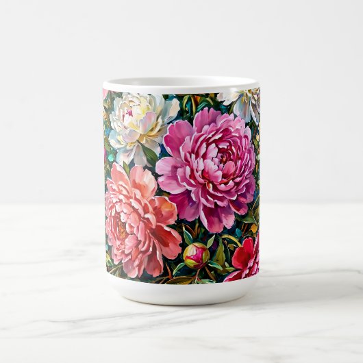 優雅な色彩の芍薬の花 コーヒーマグカップ (中央)