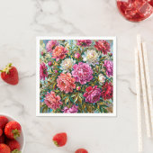 優雅な色彩の芍薬の花 スタンダードカクテルナプキン (インサイチュ)
