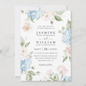 優雅な芍薬と紫陽花のQRコードウェディング 招待状 (正面)