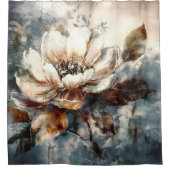 優雅な芍薬の水彩画 シャワーカーテン (正面)