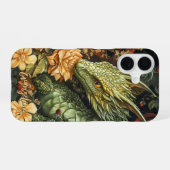 優雅な花々の配列を伴う魔法の緑のドラゴン iPhone 16ケース (裏面横)