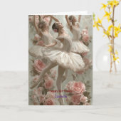 優雅な花とバレリーナのバラのバレエ 誕生日 カード (黄色い花)