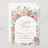 優雅な花のアーチ カップルシャワーの招待状 招待状 (正面/裏面)