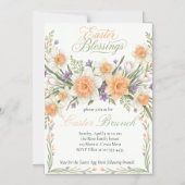 優雅な花のイースター祝福 ブランシュ招待状 マグネット招待状 (正面)